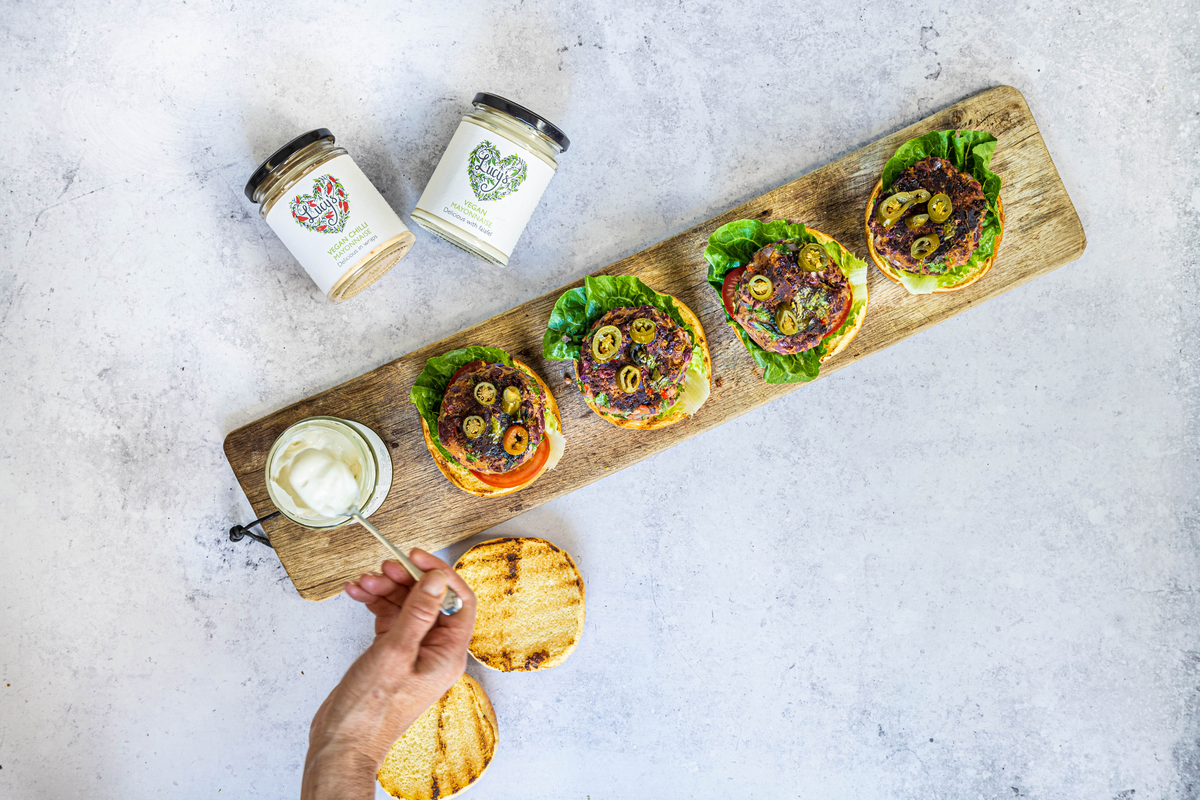 Spicy Mexican Bean Burgers with Lucy's Vegan Mayonnaise – Lucy's Dressings