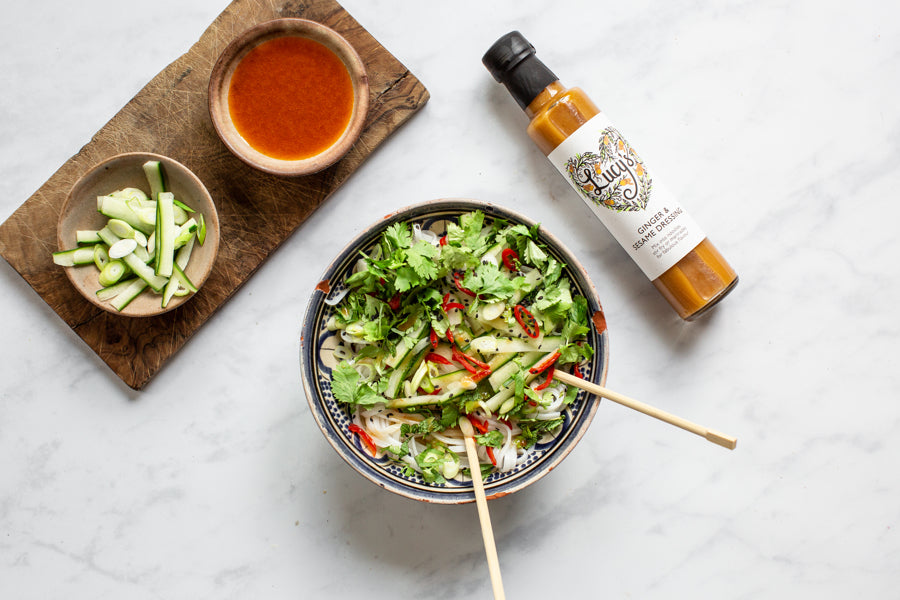 Rice Noodle Salad With Lucy's Ginger and Sesame &ndash; Lucy's Dressings