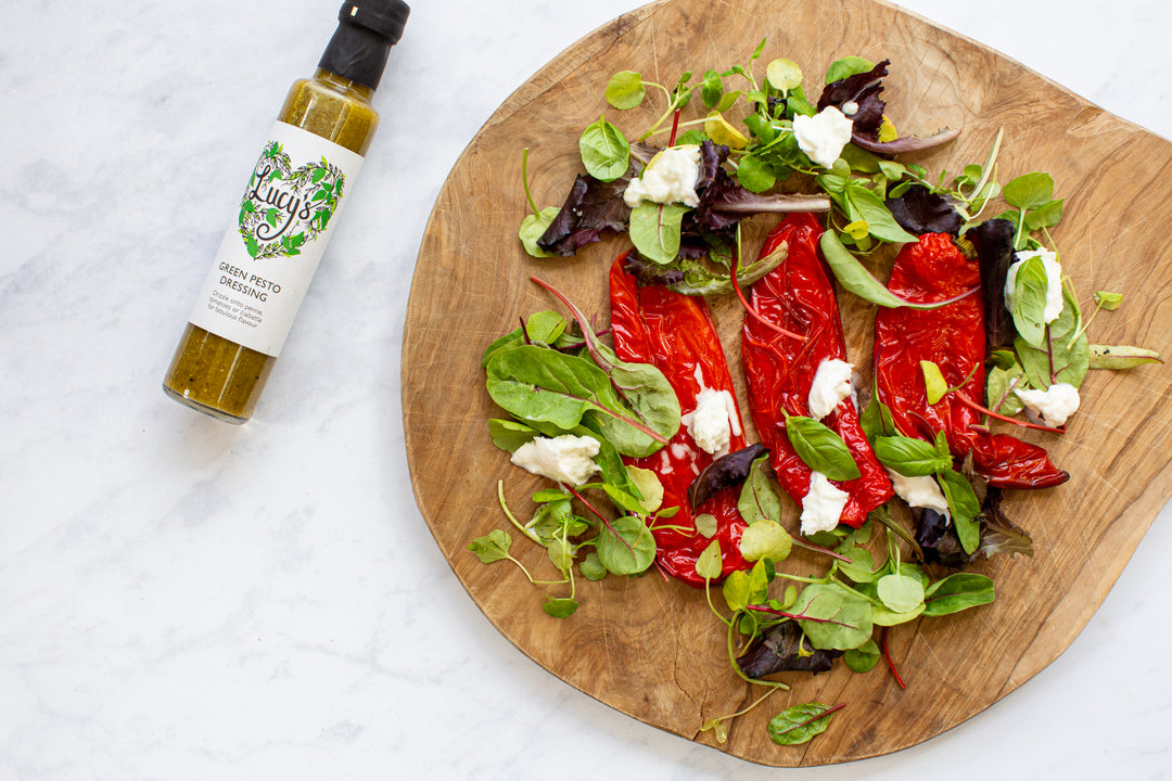 Marinated Romano Peppers with Buffalo Mozarella – Lucy's Dressings