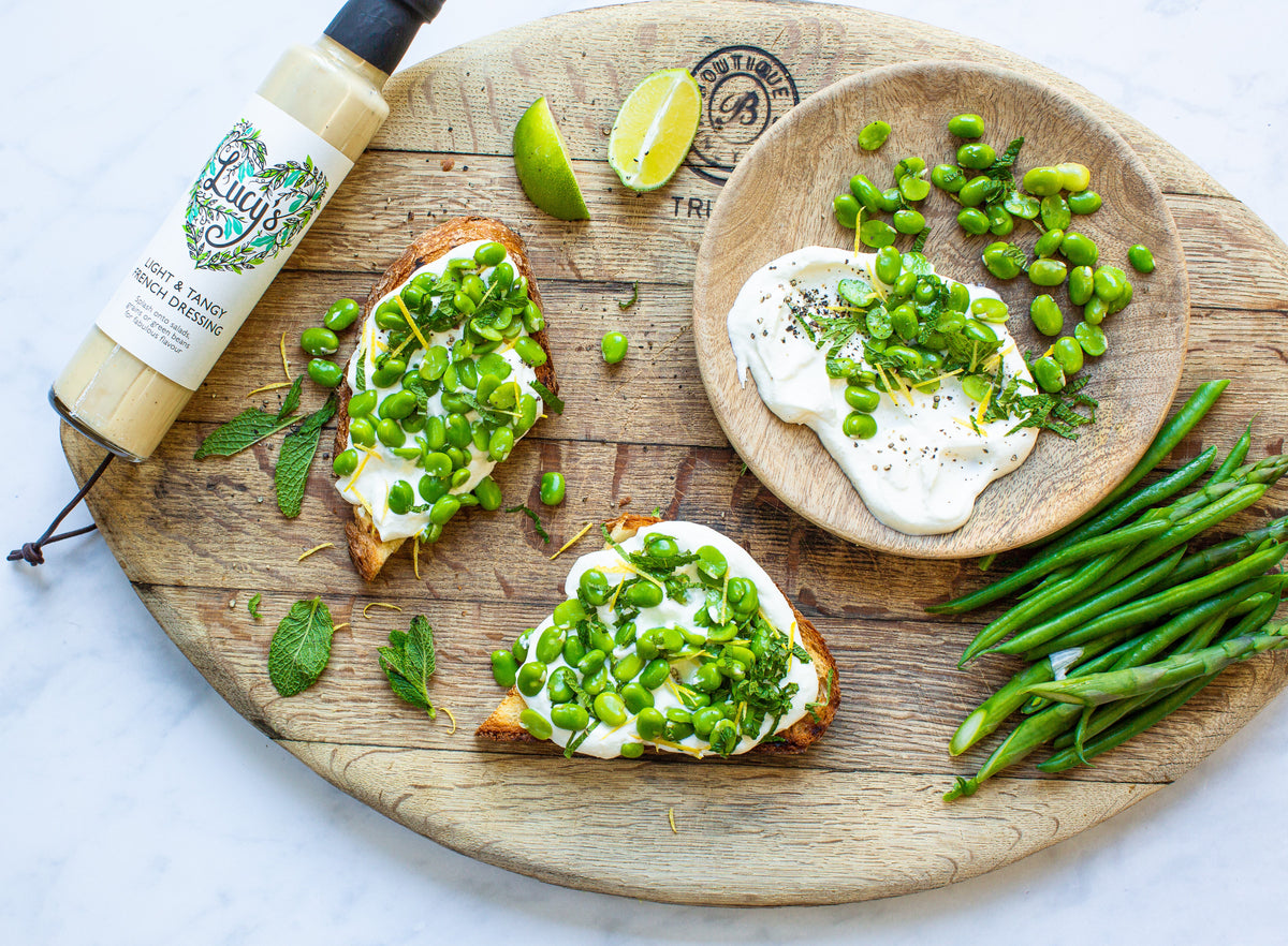 Broad Bean, Mint and Ricotta Bruschetta – Lucy's Dressings