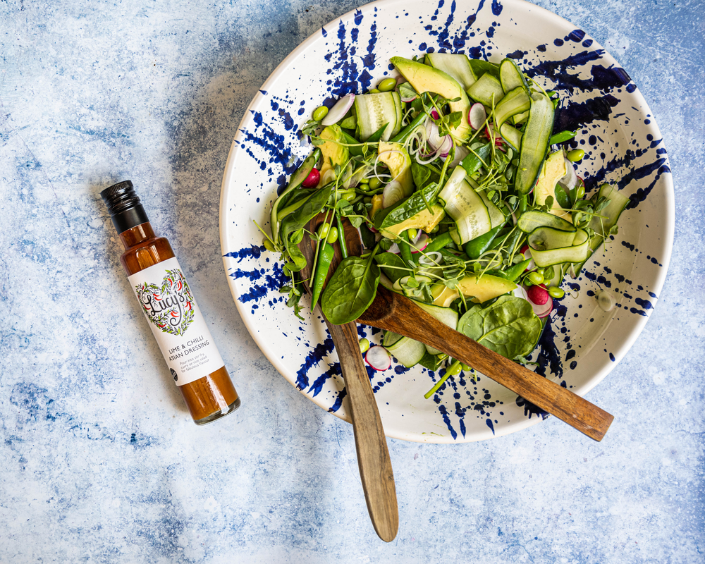 Colourful Summer Greens with Lucy's Lime and Chilli Asian Dressing