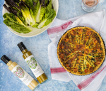 Lucy's Vegetable Quiche with Green Pesto Dressing